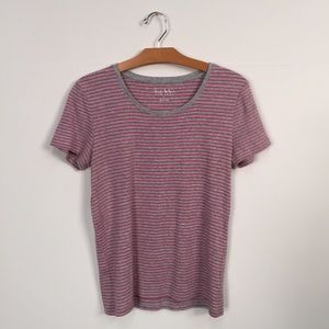 Nicole Miller Pink Stripe Cotton Blend T-shirt L