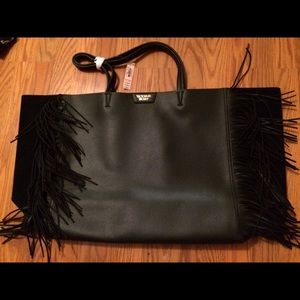 Large black Victoria's Secret fringe bag