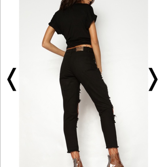 Black RIPPED MOM JEANS - Picture 2 of 3