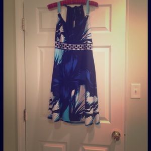 WHBM Blue Floral Print Dress