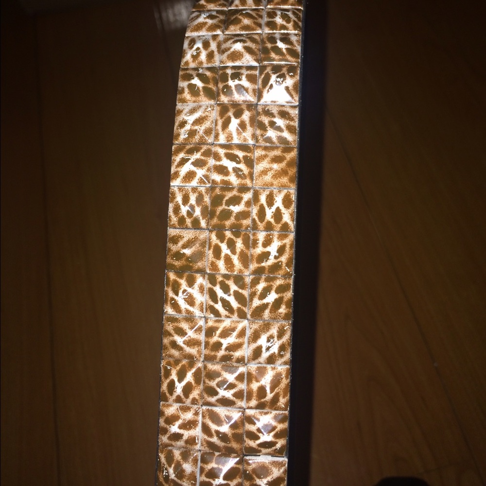 Brown and white leather studded belt