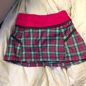 Lululemon pink senorita plaid pace setter skirt