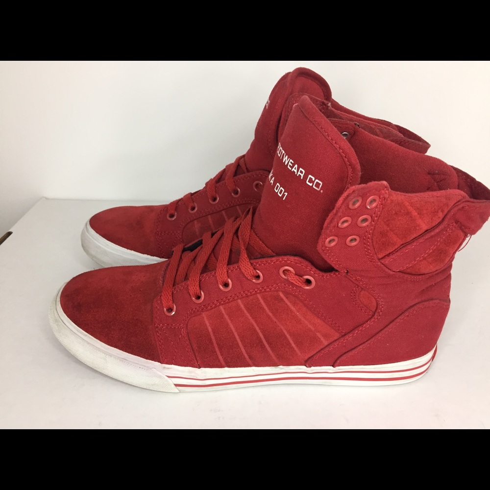 Suede Red Supra High Top Sneakers SZ 11