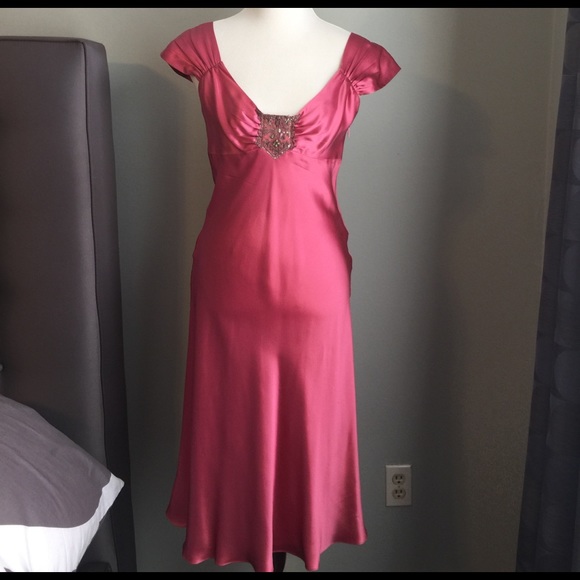Vintage Pink Silk Dress Size M - Picture 1 of 4