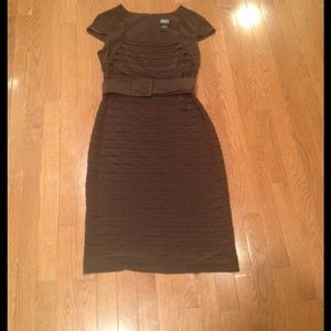 Adrianna Papell Collection Brown Belted Dress