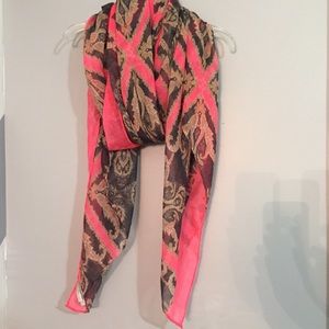 Neon pink and brown scarf