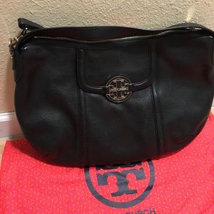 Authentic TORY BURCH black leather cross body bag