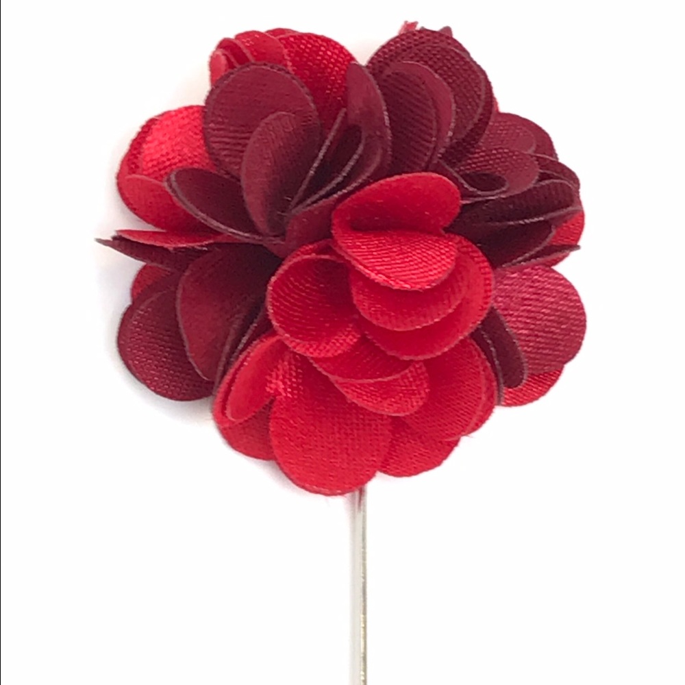 New Men's Wine & Cherry Red Satin Flower Lapel Pin