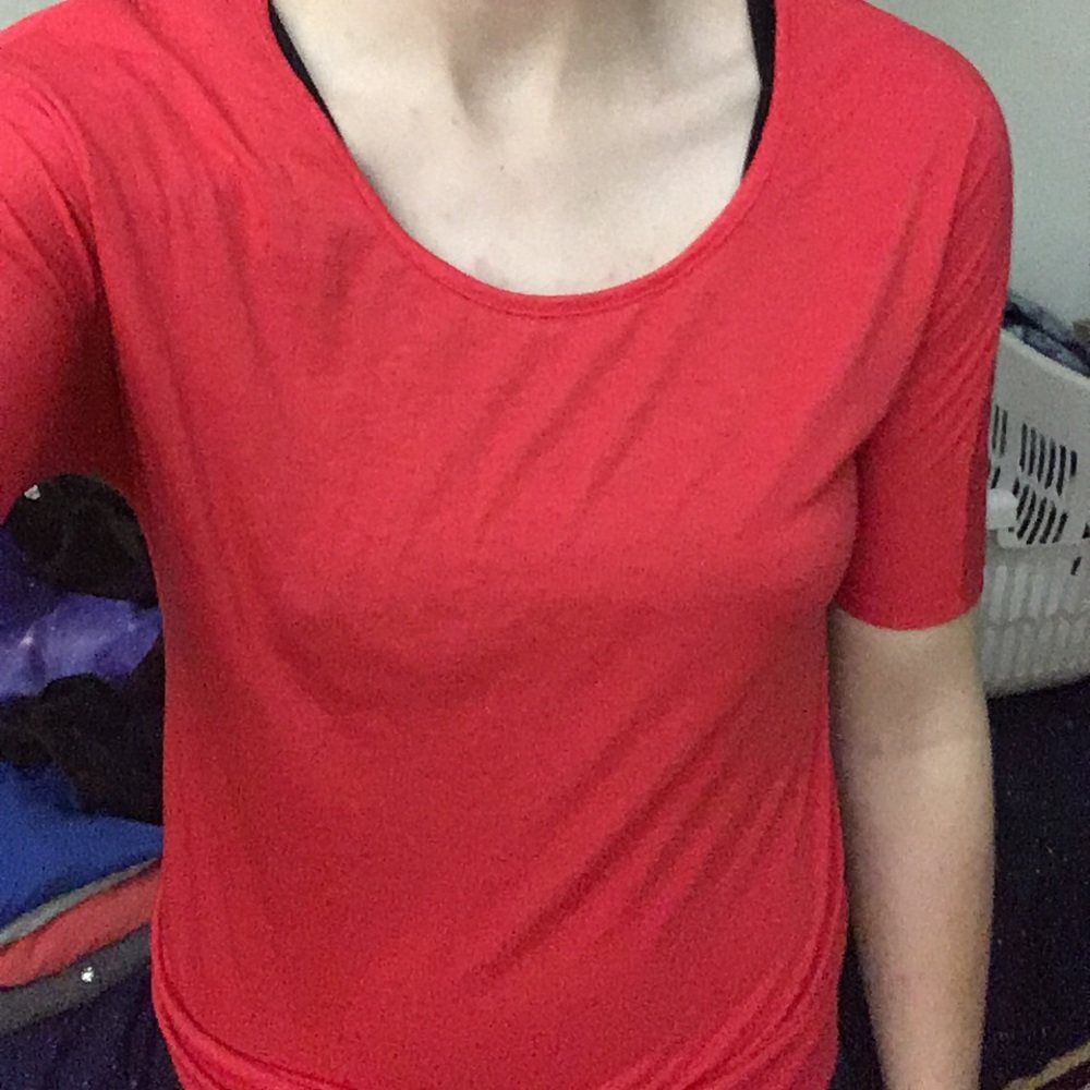 red mid sleeve shirt