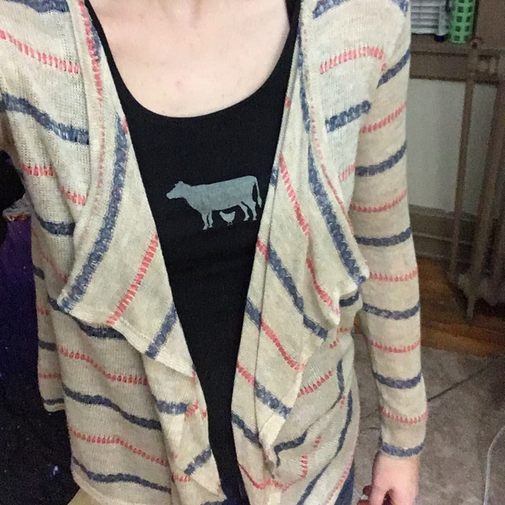 striped cardigan with hood