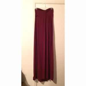 Burgandy Strapless Maxi Dress