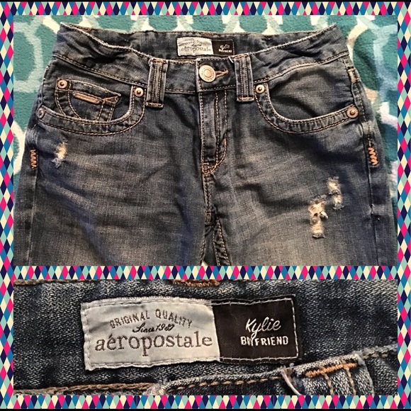 aèropostale Kylie Boyfriend Jeans Size 1/2 Regular - Picture 2 of 4