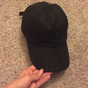 Black suede cap