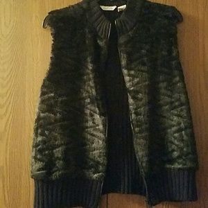 Black vest with faux fur on front worn twice