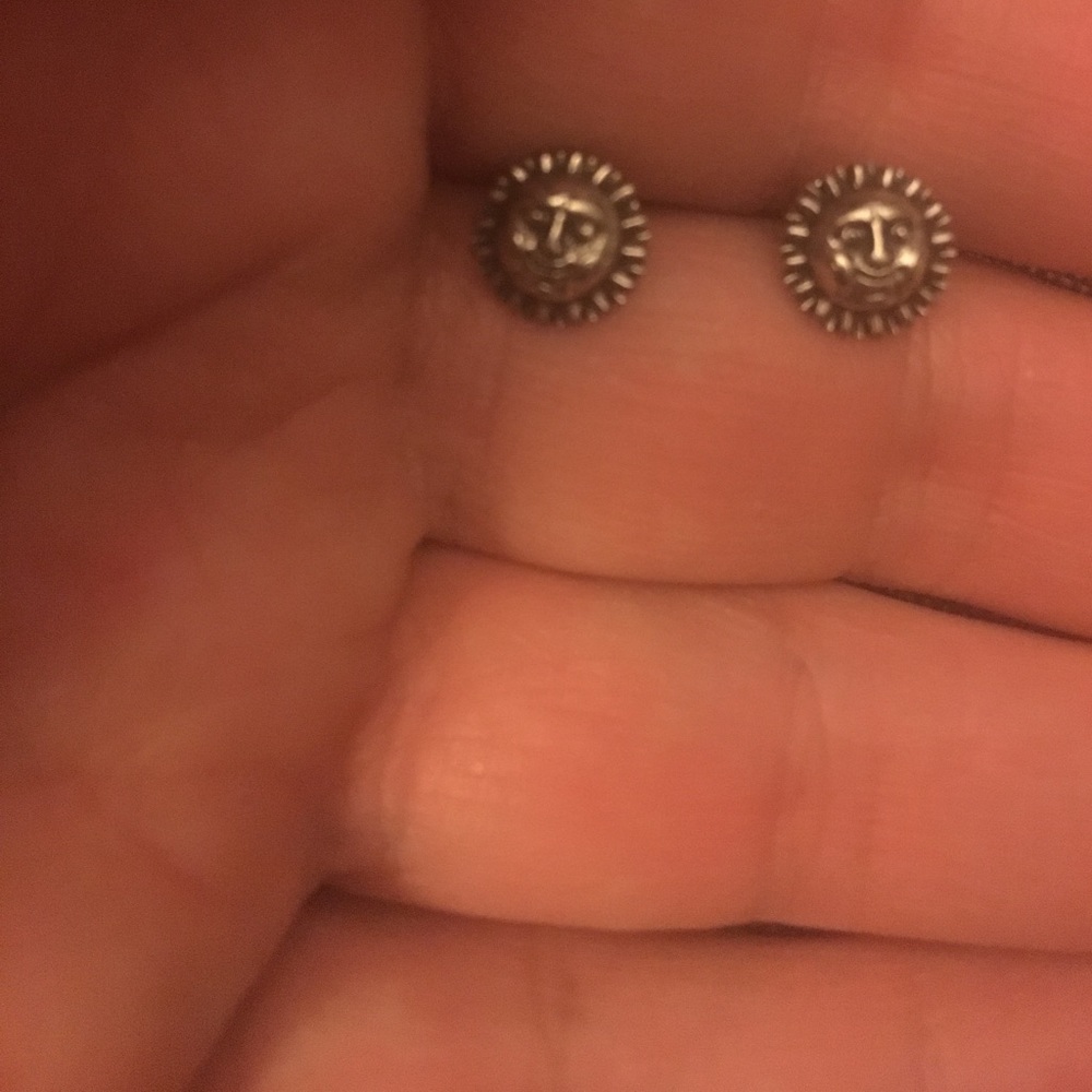 Sterling Silver Sun post earrings of a sun