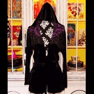 betsey johnson crushed velvet black romper