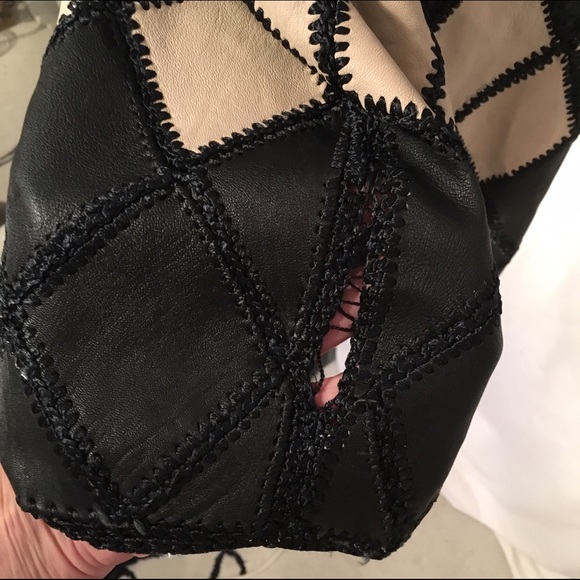 Leather and crochet jacket - Picture 3 of 4