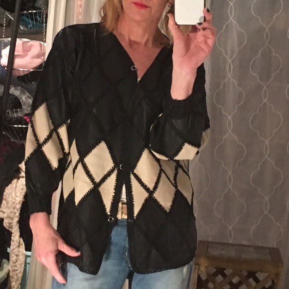 Leather and crochet jacket - Picture 4 of 4