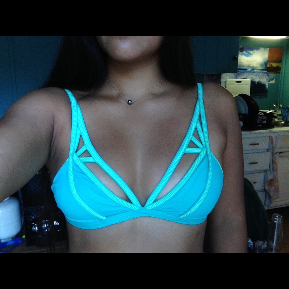 Teal strappy maaji bikini top