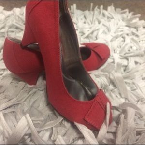 Red Fabric Heels