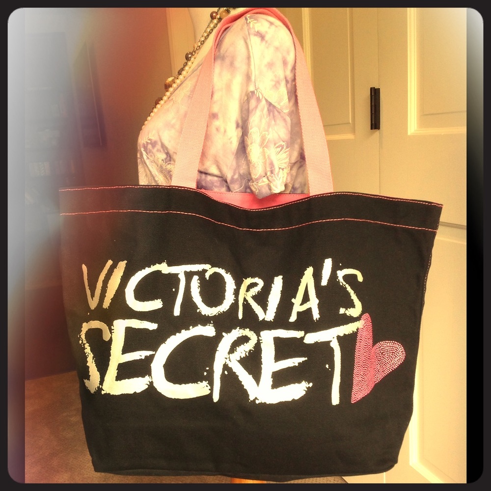💗 Victoria's Secret black canvas tote bag 💗