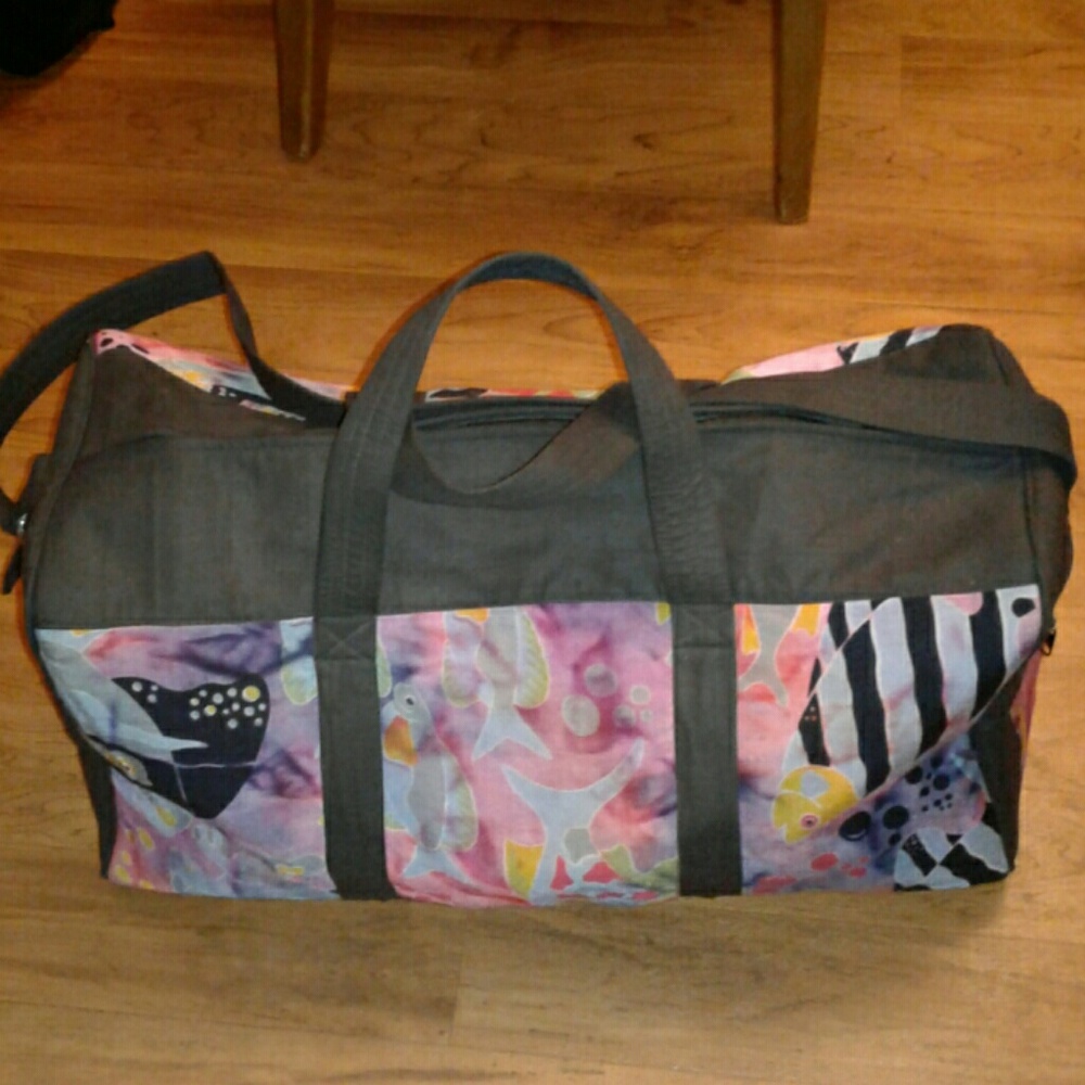 Painted fish pastel duffle bag