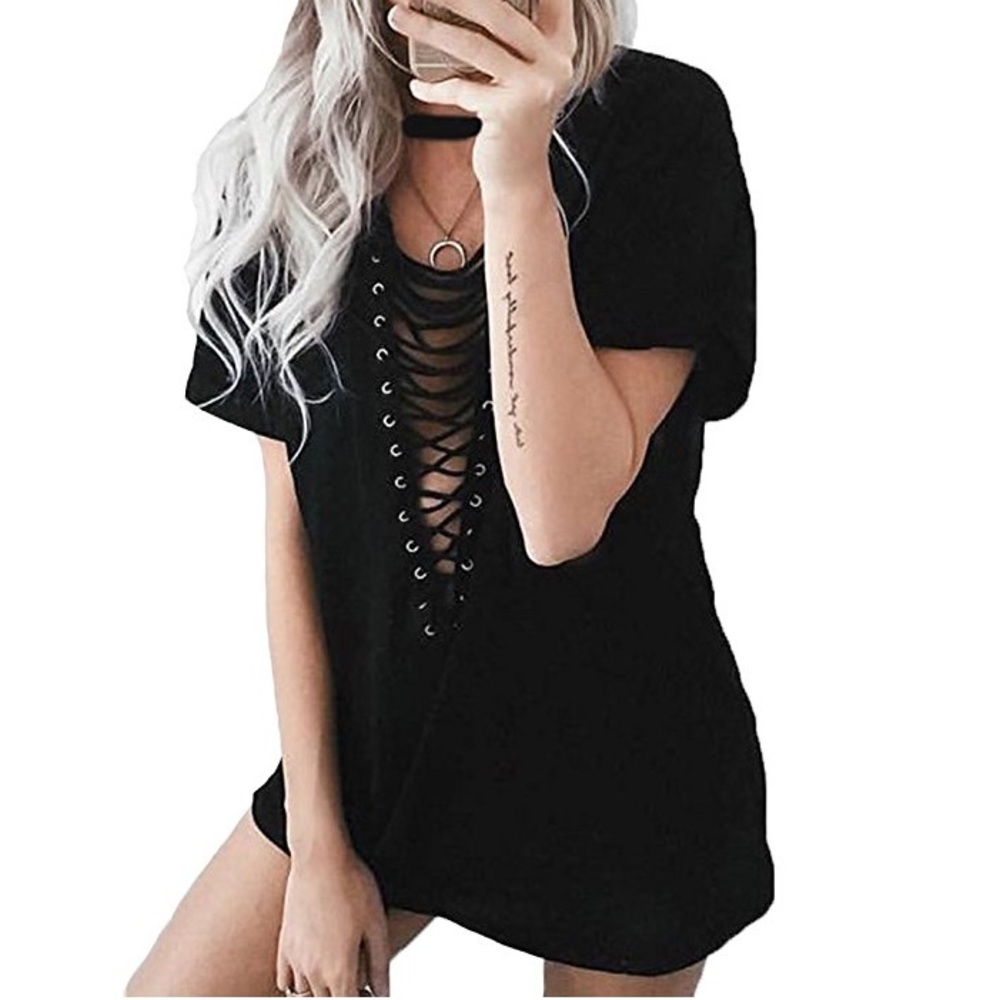 🖤🖤Lace Up Tshirt Dress🖤🖤