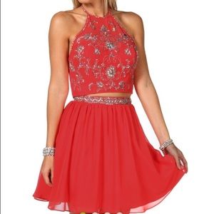 Windsor Coral Jeweled Dress