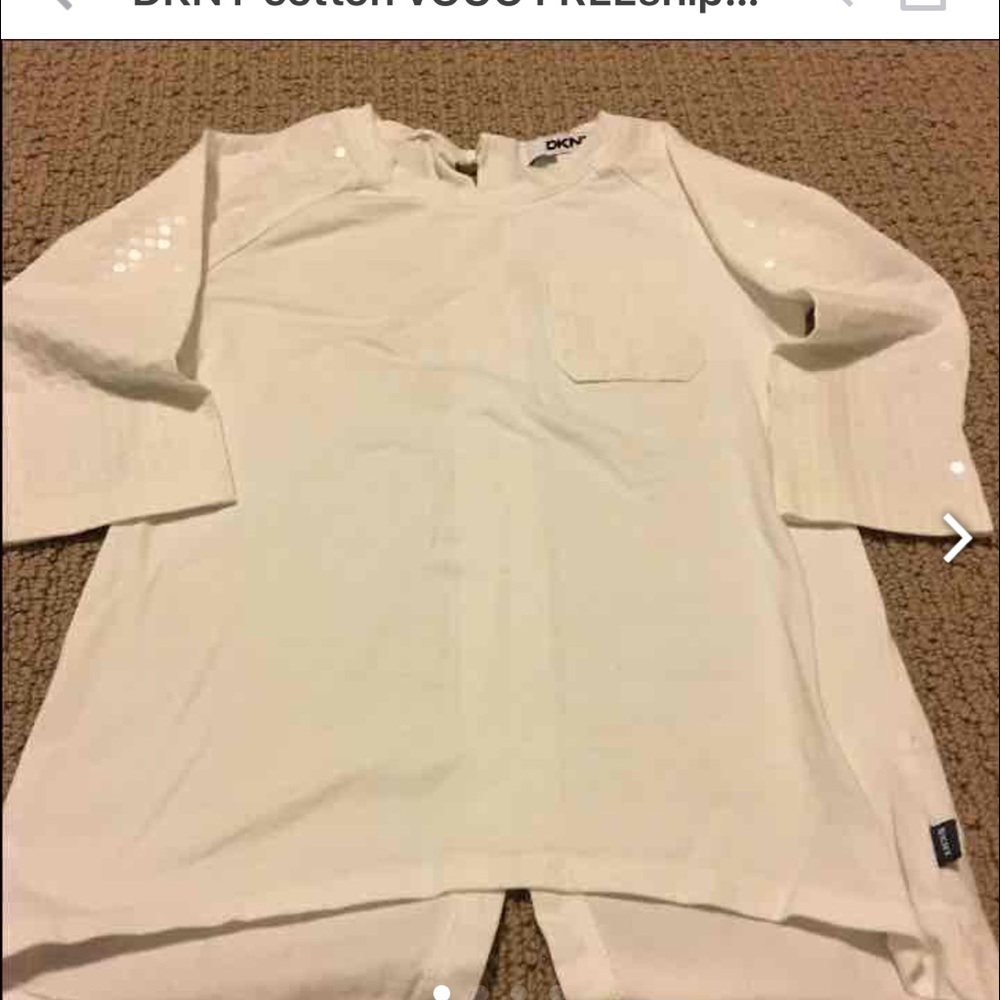 Longsleeve T shirt white+sequin girls Sz S (6/7)