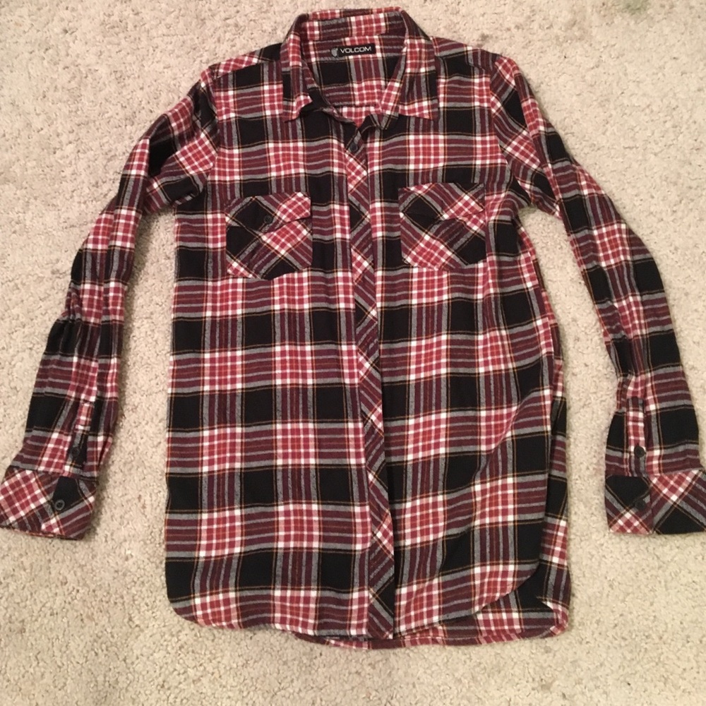 Volcom Flannel Plaid Button Down Top Size Medium