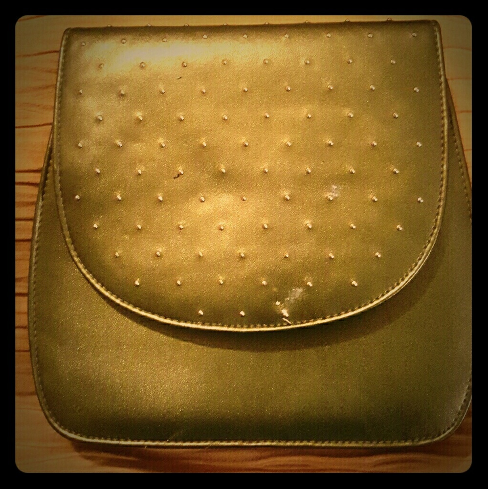 Vintage green and gold cross body purse