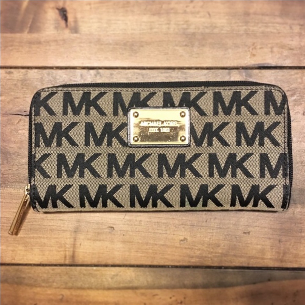 Michael Kors Zip Around Signature Logo Wallet