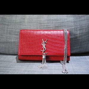 Saint Laurent Satchel - RED Crocodile Leather