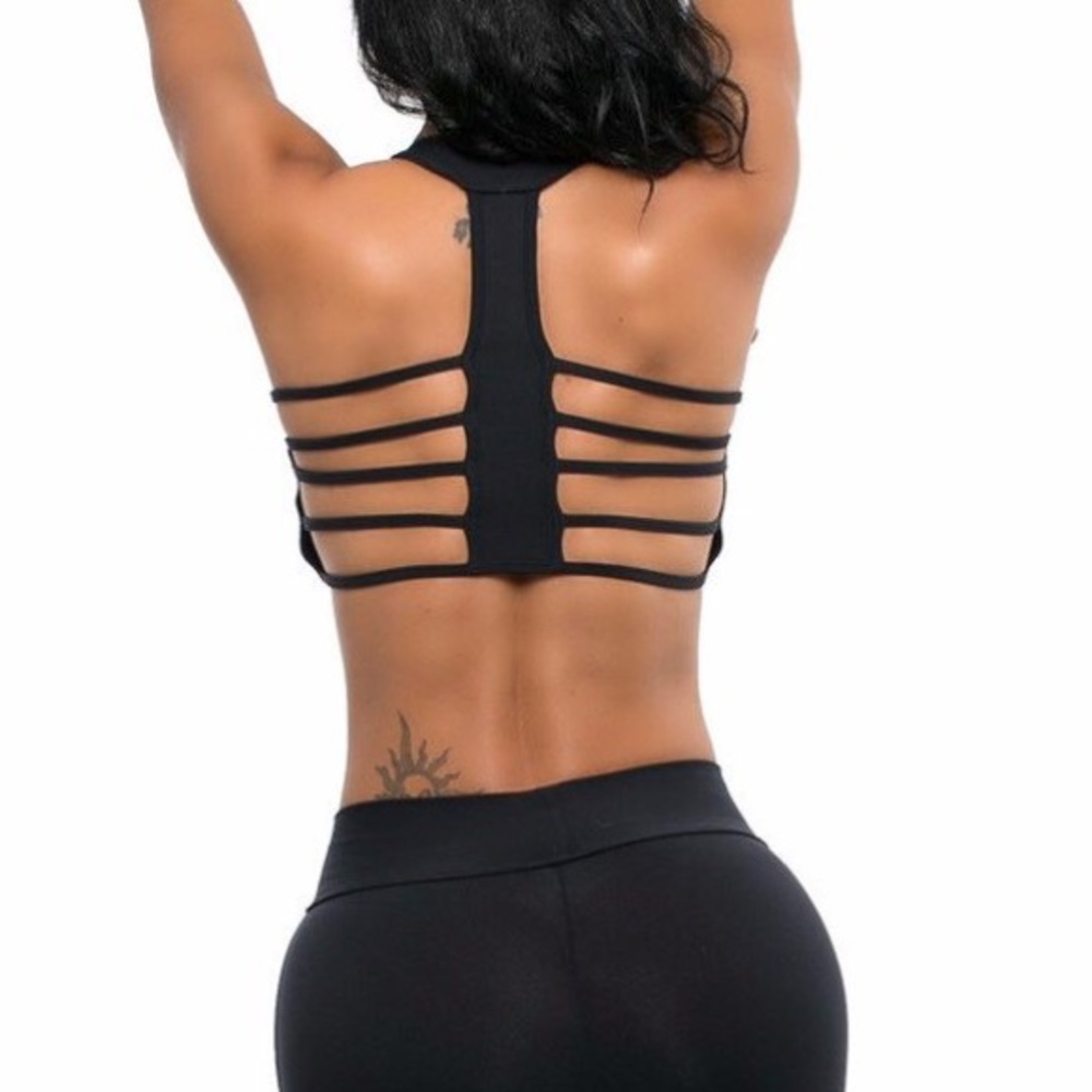 Upvibe black diva strappy sports bra