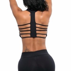 Upvibe black diva strappy sports bra