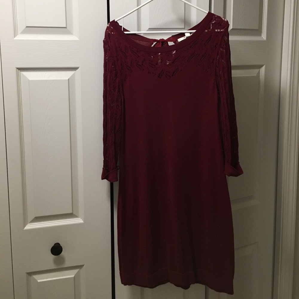 Light weight sweater dress dark red