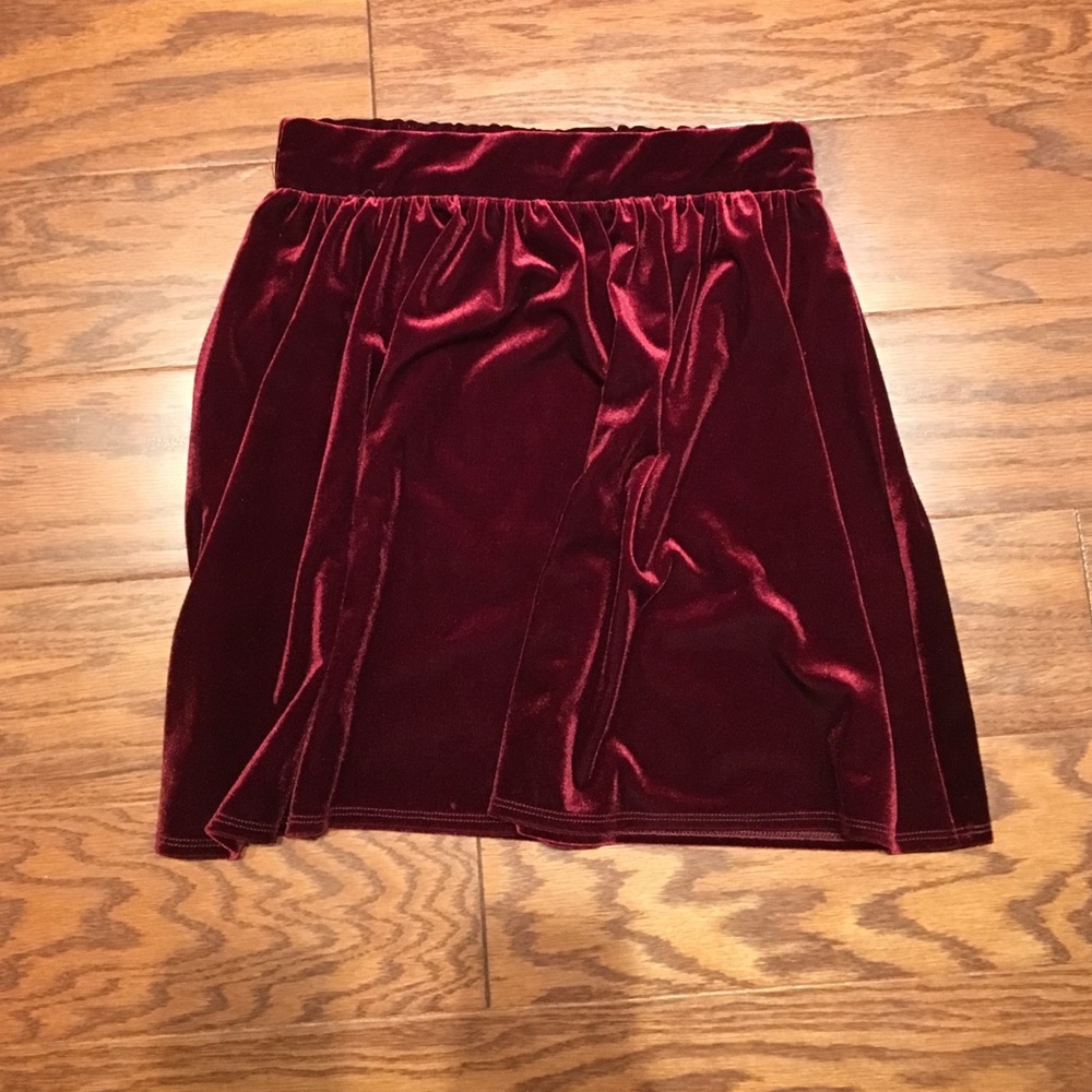 Red velvet skirt