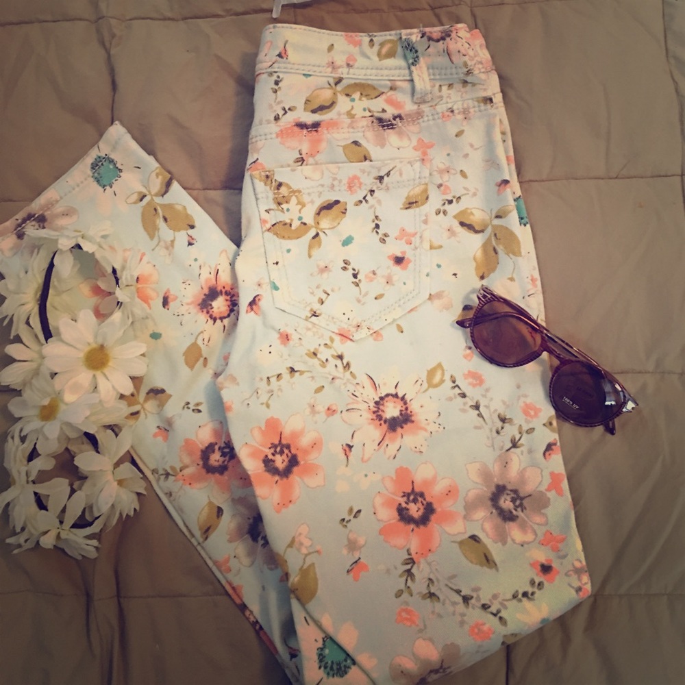 Floral jeans