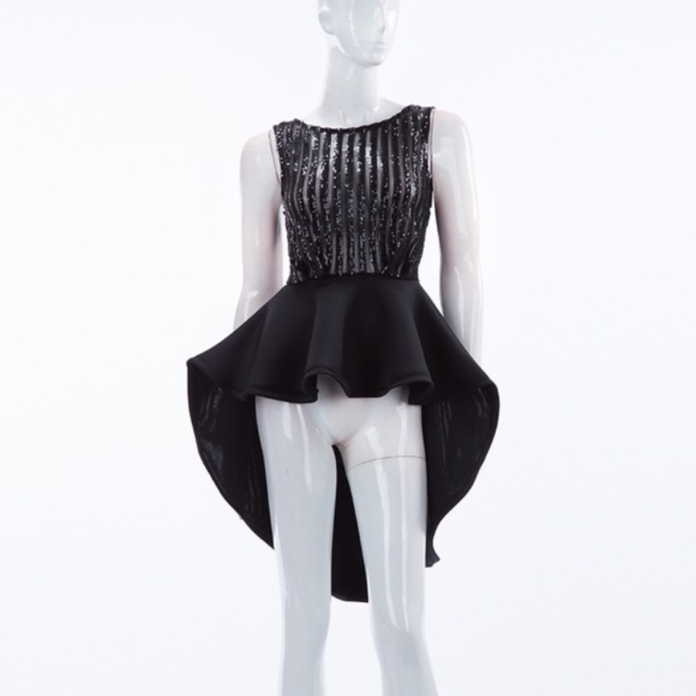 Sequin&Solid High Low Peplum Top