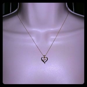 14k yellow gold chain+pendant with 2 diamonds