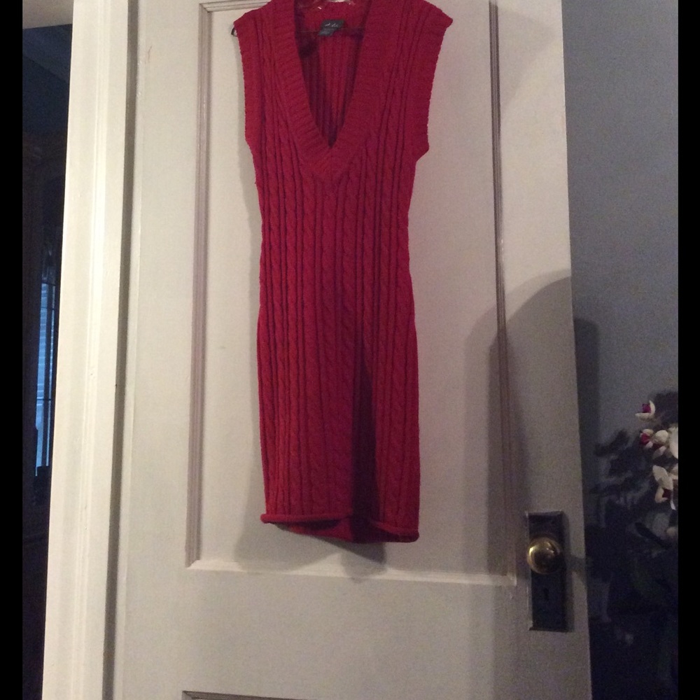 Red sweater dress