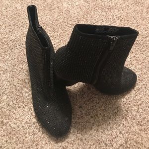 Black bedazzled ankle booties