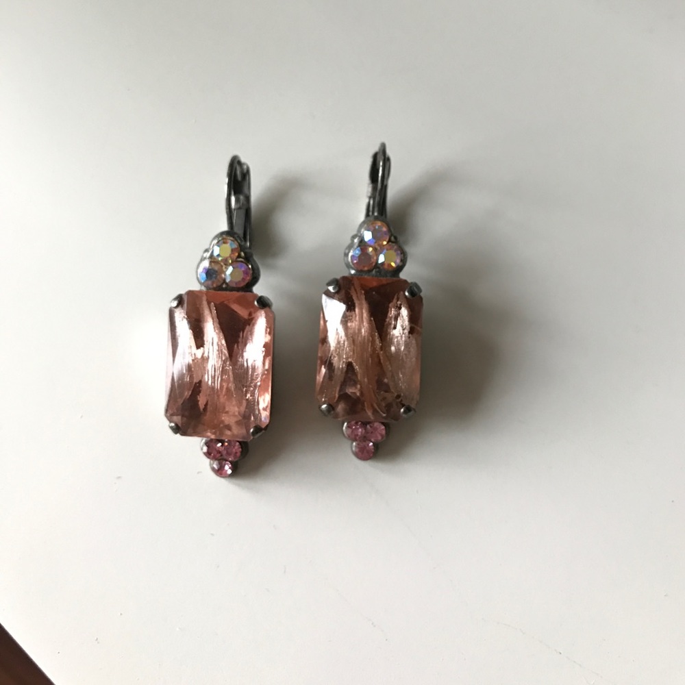 Pink stone & sterling silver earrings