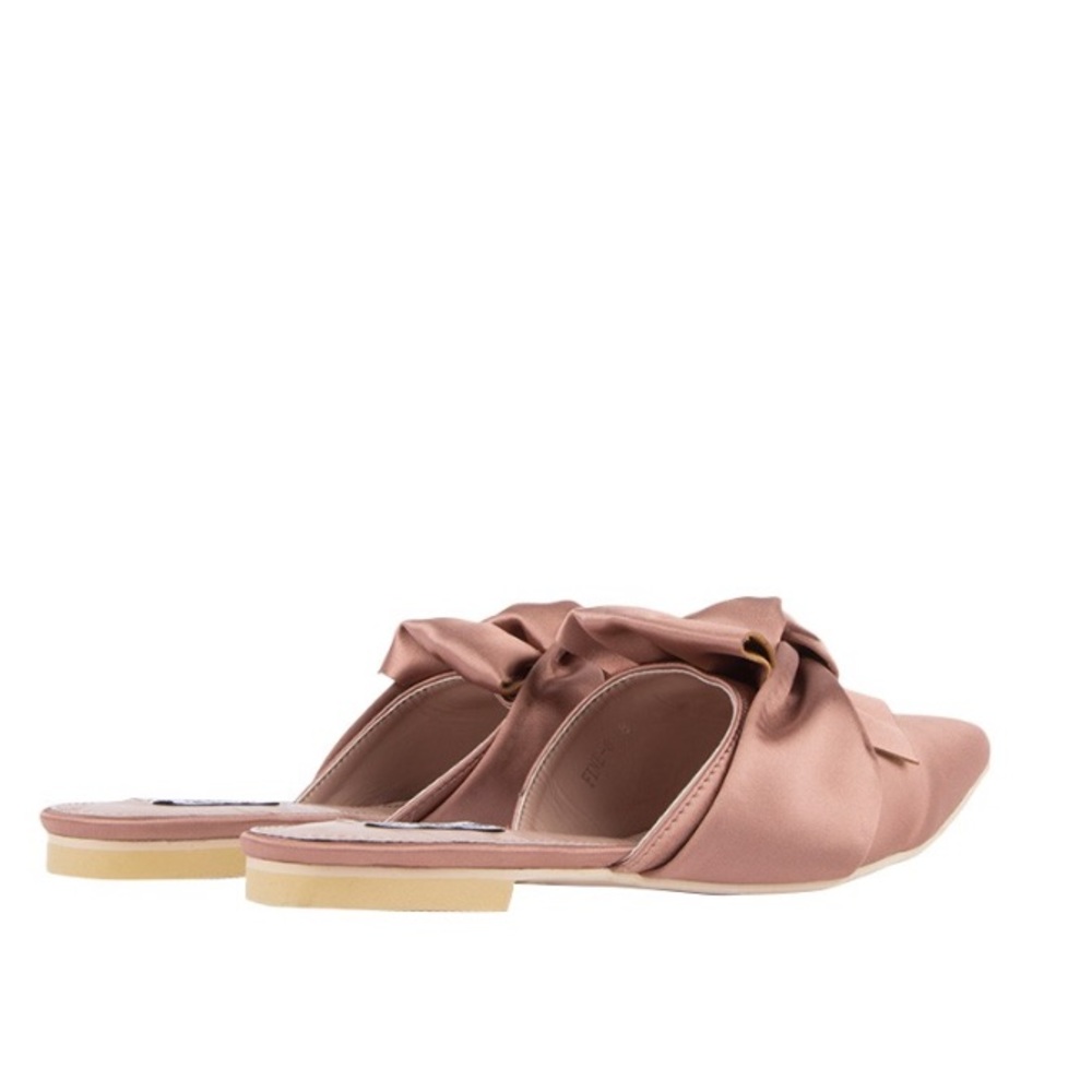 🆕Fiona Pink Satin Bow Pointy Toe Mules - Picture 4 of 8