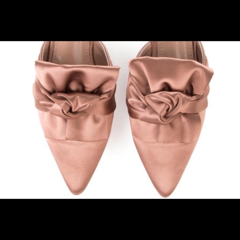 🆕Fiona Pink Satin Bow Pointy Toe Mules - Picture 6 of 8