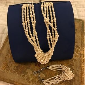 NWOT Vera Wang Pearl knot Necklace & Bracelet