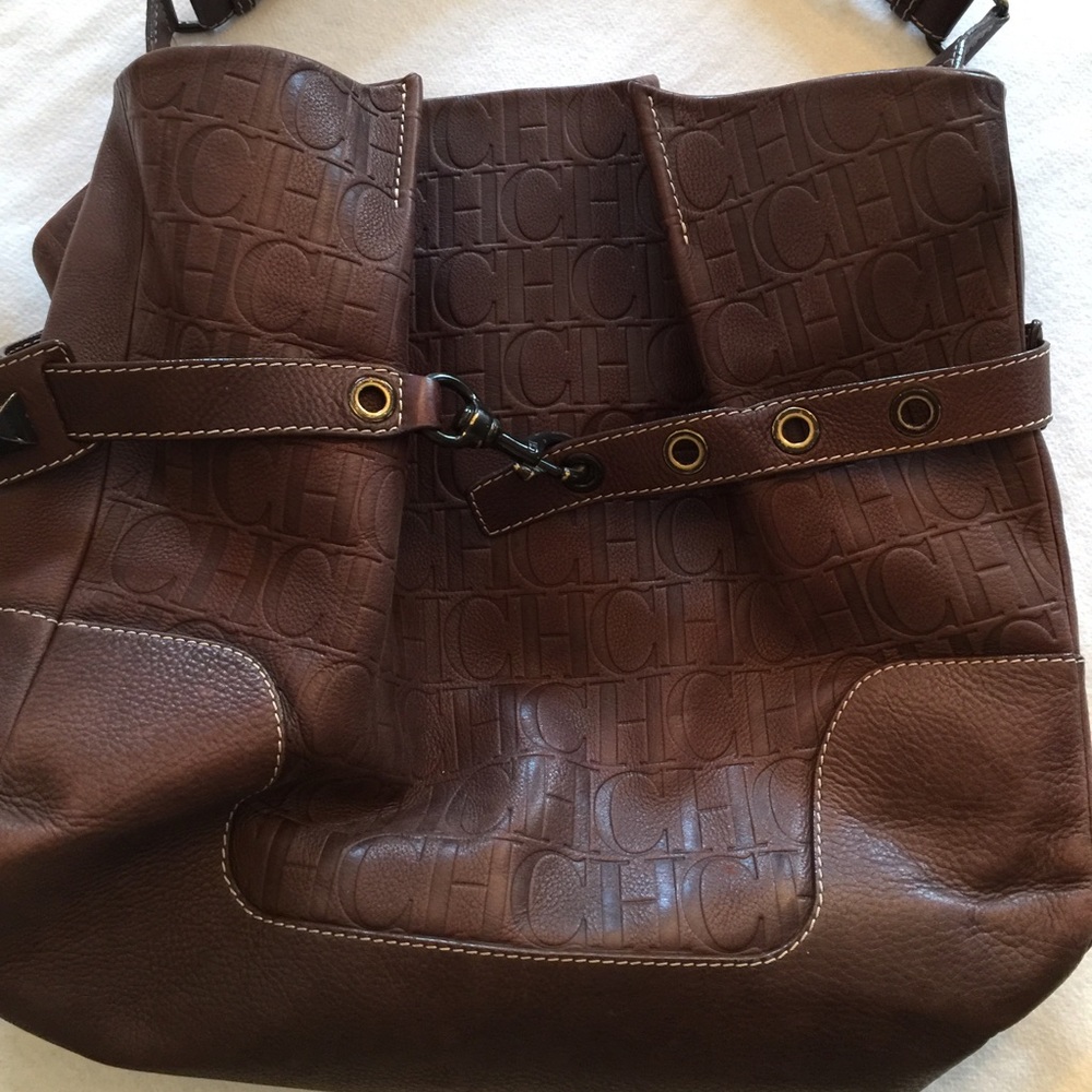 Carolina Herrera monogrammed leather handbag