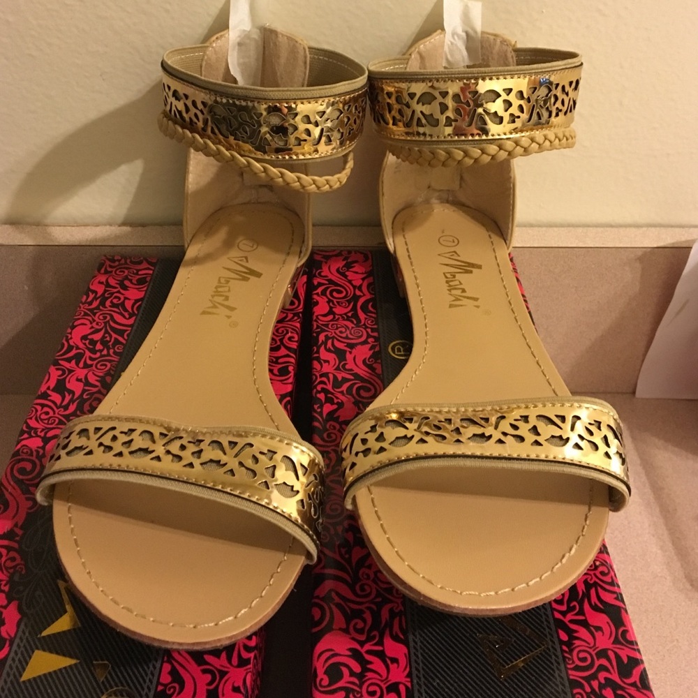Gold colored sandals