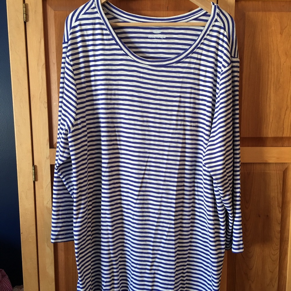 Blue and white striped tunic