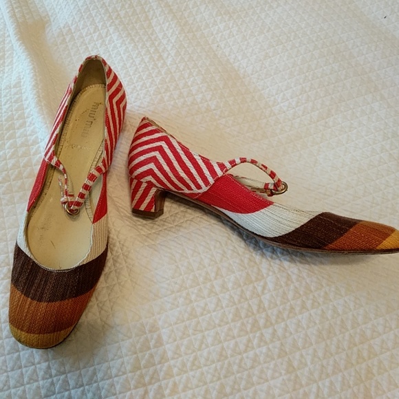 Miu Miu Shoes - Arty MIU MIU canvas patterned maryjane shoes